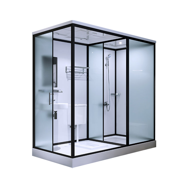 Modern Rectangular Sliding Shower Enclosure Framed Shower Enclosure with Tempered Glass 75"L x 47"W x 85"H Latrine Pit Included Sided Opening Clearhalo 'Bathroom Remodel & Bathroom Fixtures' 'Home Improvement' 'home_improvement' 'home_improvement_shower_stalls_enclosures' 'Shower Stalls & Enclosures' 'shower_stalls_enclosures' 'Showers & Bathtubs' 6836540