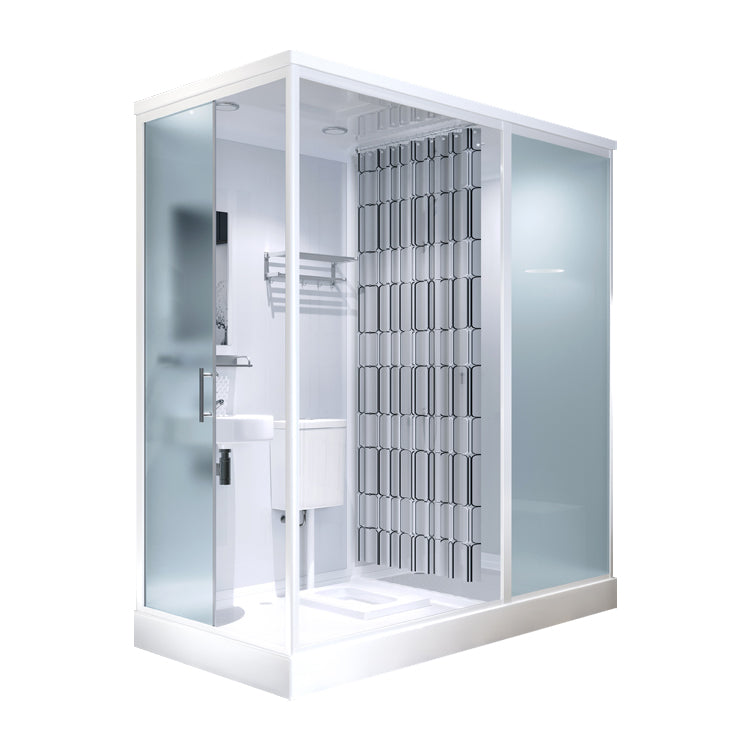Modern Rectangular Sliding Shower Enclosure Framed Shower Enclosure with Tempered Glass 55"L x 43"W x 85"H Latrine Pit Included Sided Opening Clearhalo 'Bathroom Remodel & Bathroom Fixtures' 'Home Improvement' 'home_improvement' 'home_improvement_shower_stalls_enclosures' 'Shower Stalls & Enclosures' 'shower_stalls_enclosures' 'Showers & Bathtubs' 6836541