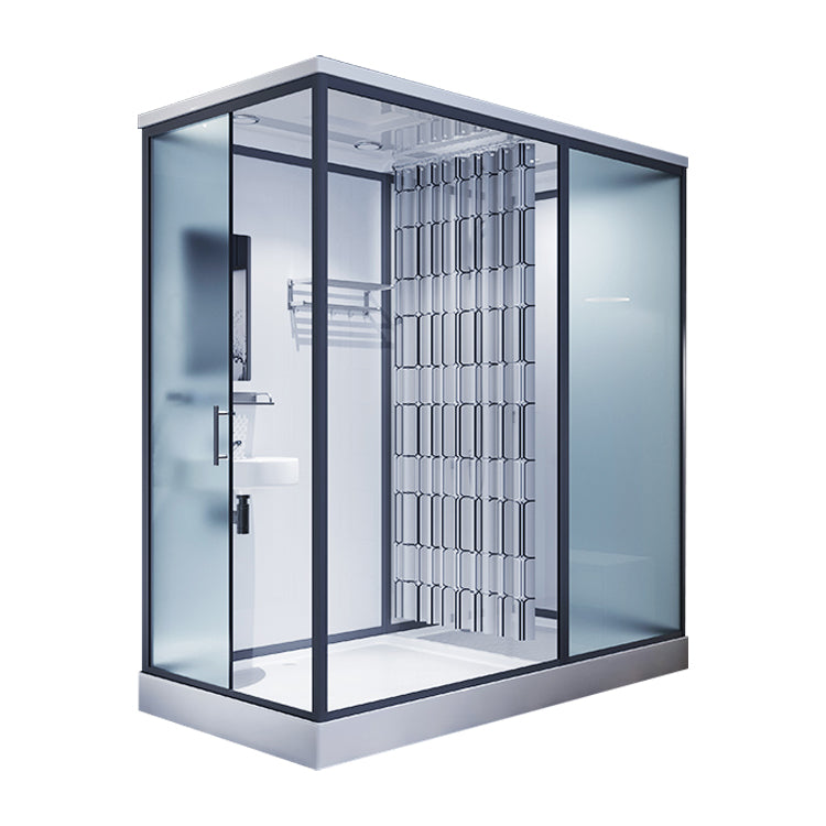 Modern Rectangular Sliding Shower Enclosure Framed Shower Enclosure with Tempered Glass 67"L x 47"W x 85"H Toilet Not Included Sided Opening Clearhalo 'Bathroom Remodel & Bathroom Fixtures' 'Home Improvement' 'home_improvement' 'home_improvement_shower_stalls_enclosures' 'Shower Stalls & Enclosures' 'shower_stalls_enclosures' 'Showers & Bathtubs' 6836545