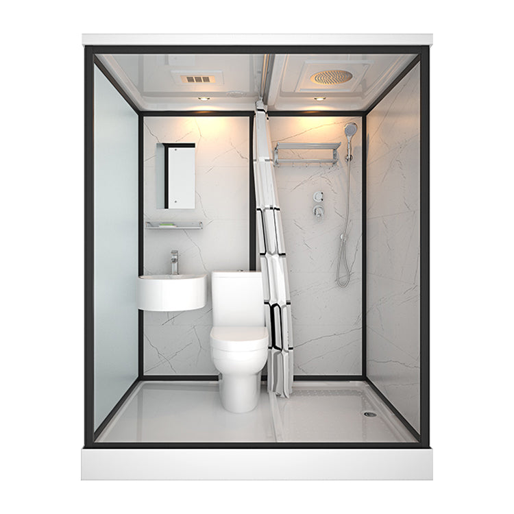 Modern Rectangular Sliding Shower Enclosure Framed Shower Enclosure with Tempered Glass 67"L x 47"W x 85"H Toilet Included Front Opening Clearhalo 'Bathroom Remodel & Bathroom Fixtures' 'Home Improvement' 'home_improvement' 'home_improvement_shower_stalls_enclosures' 'Shower Stalls & Enclosures' 'shower_stalls_enclosures' 'Showers & Bathtubs' 6836547
