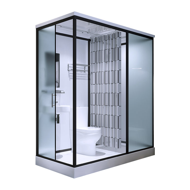 Modern Rectangular Sliding Shower Enclosure Framed Shower Enclosure with Tempered Glass 67"L x 47"W x 85"H Toilet Included Sided Opening Clearhalo 'Bathroom Remodel & Bathroom Fixtures' 'Home Improvement' 'home_improvement' 'home_improvement_shower_stalls_enclosures' 'Shower Stalls & Enclosures' 'shower_stalls_enclosures' 'Showers & Bathtubs' 6836550