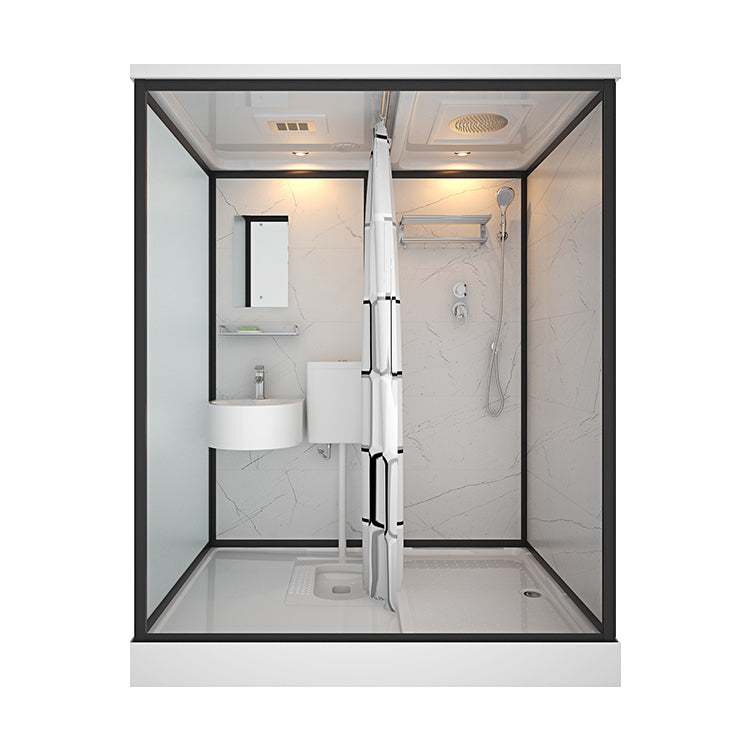 Modern Rectangular Sliding Shower Enclosure Framed Shower Enclosure with Tempered Glass 67"L x 47"W x 85"H Latrine Pit Included Front Opening Clearhalo 'Bathroom Remodel & Bathroom Fixtures' 'Home Improvement' 'home_improvement' 'home_improvement_shower_stalls_enclosures' 'Shower Stalls & Enclosures' 'shower_stalls_enclosures' 'Showers & Bathtubs' 6836552