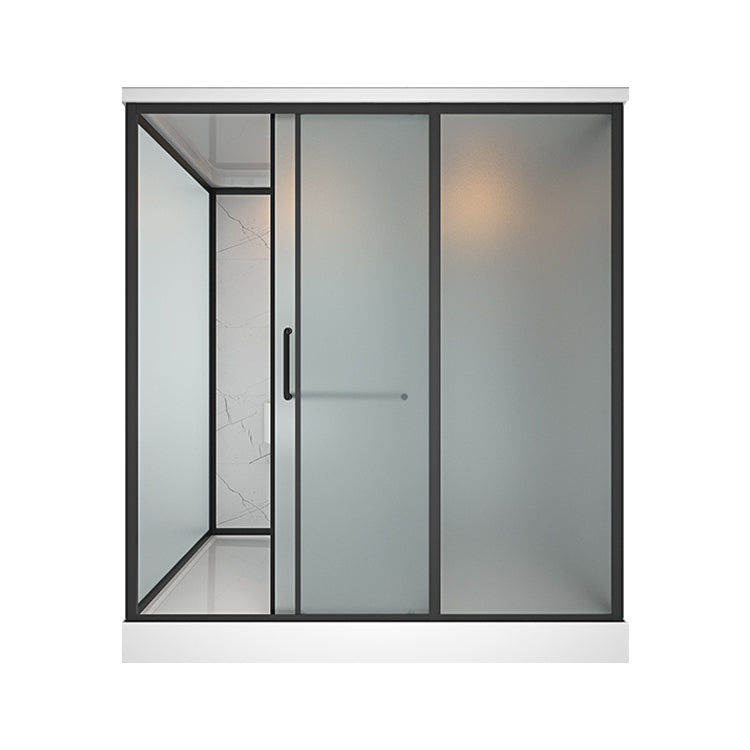 Modern Rectangular Sliding Shower Enclosure Framed Shower Enclosure with Tempered Glass 75"L x 47"W x 85"H Toilet Not Included Front Opening Clearhalo 'Bathroom Remodel & Bathroom Fixtures' 'Home Improvement' 'home_improvement' 'home_improvement_shower_stalls_enclosures' 'Shower Stalls & Enclosures' 'shower_stalls_enclosures' 'Showers & Bathtubs' 6836554