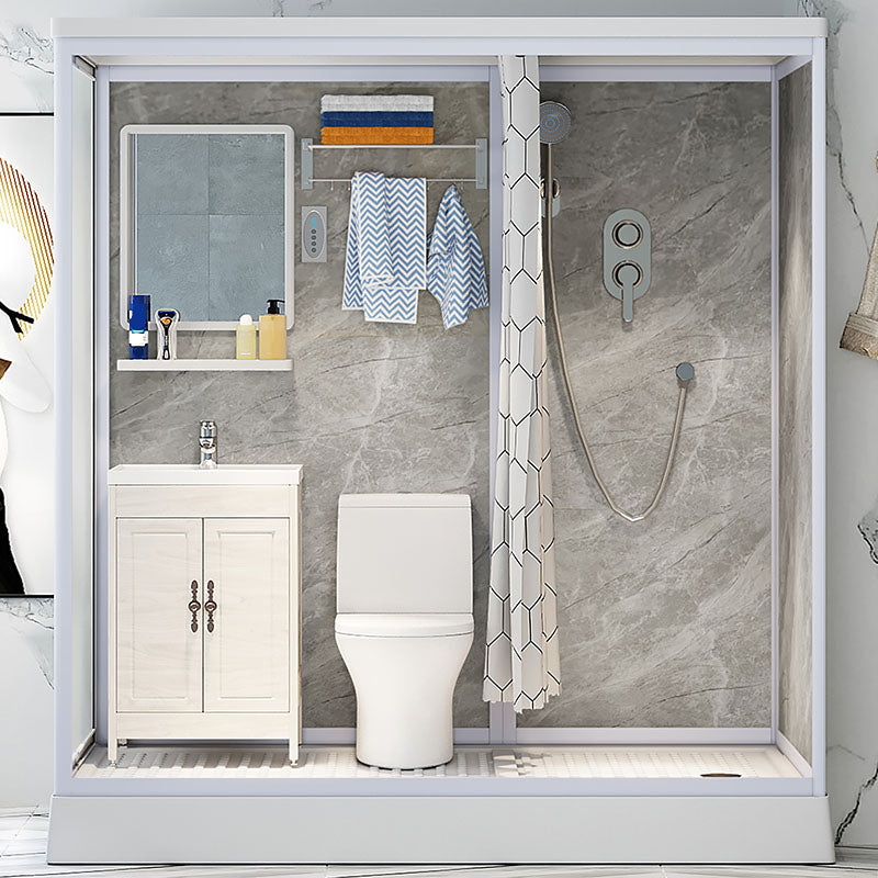 Contemporary Shower Stall Frosted Shower Stall with White Base Clearhalo 'Bathroom Remodel & Bathroom Fixtures' 'Home Improvement' 'home_improvement' 'home_improvement_shower_stalls_enclosures' 'Shower Stalls & Enclosures' 'shower_stalls_enclosures' 'Showers & Bathtubs' 6836565