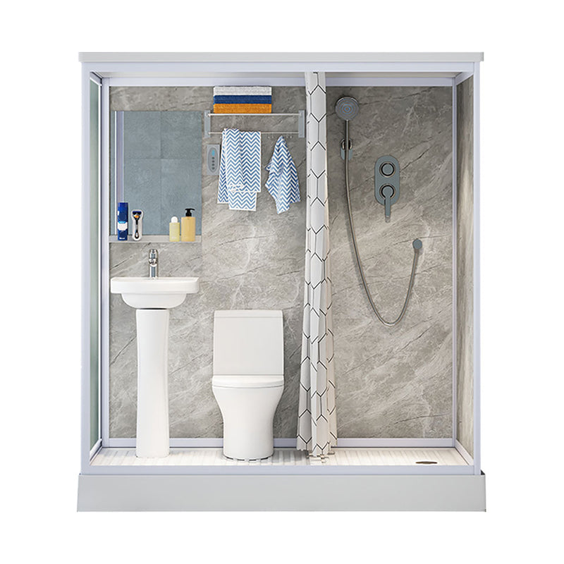 Contemporary Shower Stall Frosted Shower Stall with White Base Clearhalo 'Bathroom Remodel & Bathroom Fixtures' 'Home Improvement' 'home_improvement' 'home_improvement_shower_stalls_enclosures' 'Shower Stalls & Enclosures' 'shower_stalls_enclosures' 'Showers & Bathtubs' 6836573