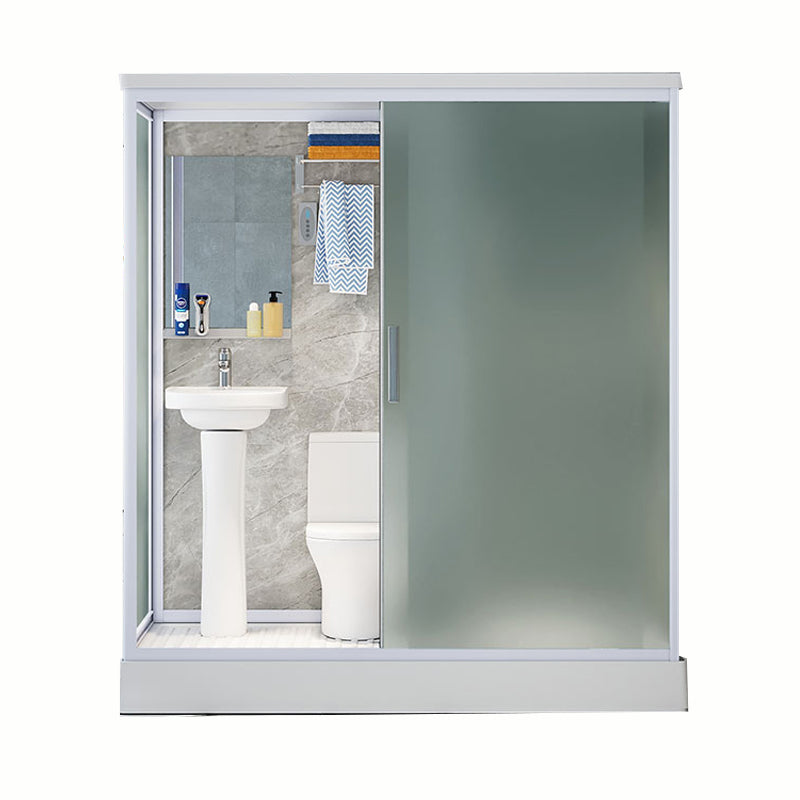 Contemporary Shower Stall Frosted Shower Stall with White Base Clearhalo 'Bathroom Remodel & Bathroom Fixtures' 'Home Improvement' 'home_improvement' 'home_improvement_shower_stalls_enclosures' 'Shower Stalls & Enclosures' 'shower_stalls_enclosures' 'Showers & Bathtubs' 6836585