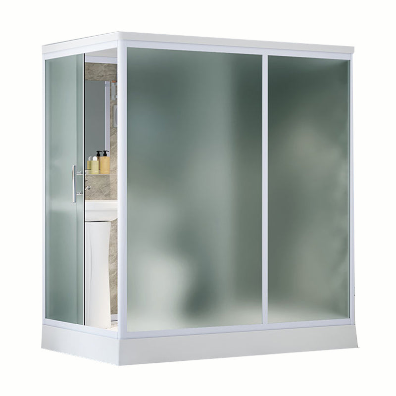 Contemporary Shower Stall Frosted Shower Stall with White Base Clearhalo 'Bathroom Remodel & Bathroom Fixtures' 'Home Improvement' 'home_improvement' 'home_improvement_shower_stalls_enclosures' 'Shower Stalls & Enclosures' 'shower_stalls_enclosures' 'Showers & Bathtubs' 6836586