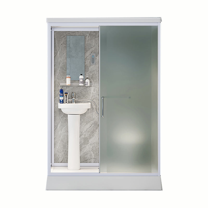 Contemporary Shower Stall Frosted Shower Stall with White Base Clearhalo 'Bathroom Remodel & Bathroom Fixtures' 'Home Improvement' 'home_improvement' 'home_improvement_shower_stalls_enclosures' 'Shower Stalls & Enclosures' 'shower_stalls_enclosures' 'Showers & Bathtubs' 6836587