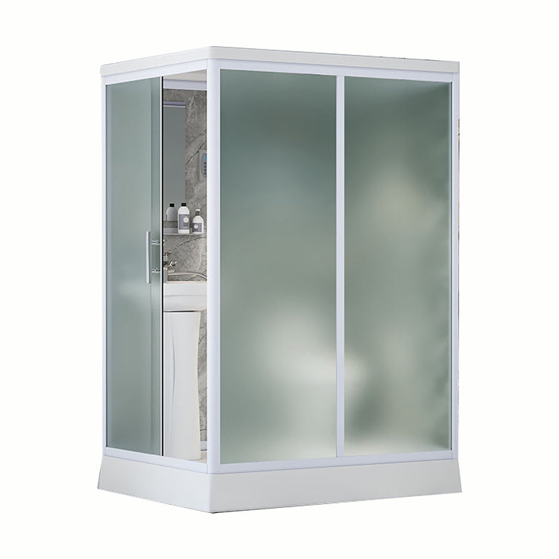 Contemporary Shower Stall Frosted Shower Stall with White Base Clearhalo 'Bathroom Remodel & Bathroom Fixtures' 'Home Improvement' 'home_improvement' 'home_improvement_shower_stalls_enclosures' 'Shower Stalls & Enclosures' 'shower_stalls_enclosures' 'Showers & Bathtubs' 6836588