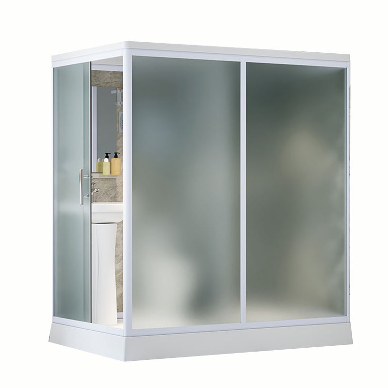Contemporary Shower Stall Frosted Shower Stall with White Base Clearhalo 'Bathroom Remodel & Bathroom Fixtures' 'Home Improvement' 'home_improvement' 'home_improvement_shower_stalls_enclosures' 'Shower Stalls & Enclosures' 'shower_stalls_enclosures' 'Showers & Bathtubs' 6836589