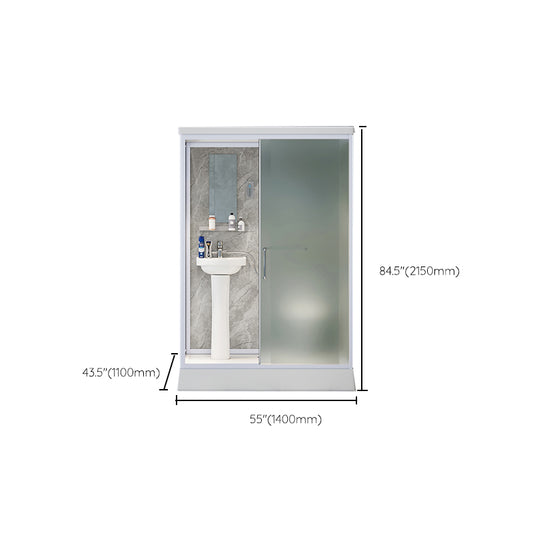 Contemporary Shower Stall Frosted Shower Stall with White Base Clearhalo 'Bathroom Remodel & Bathroom Fixtures' 'Home Improvement' 'home_improvement' 'home_improvement_shower_stalls_enclosures' 'Shower Stalls & Enclosures' 'shower_stalls_enclosures' 'Showers & Bathtubs' 6836590