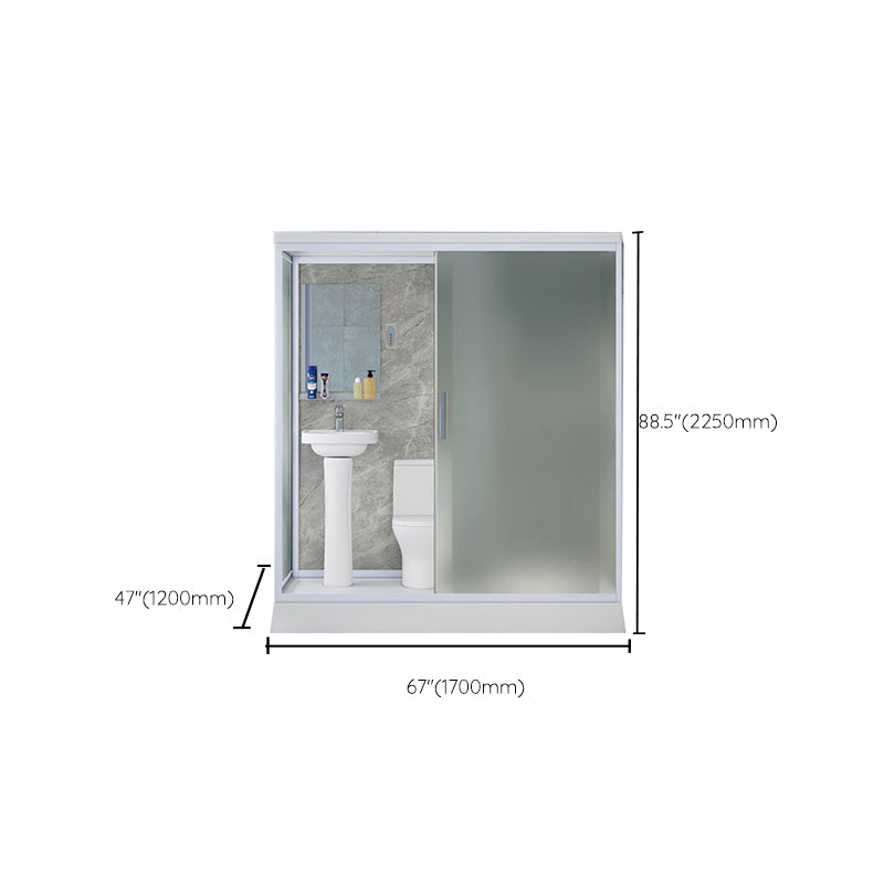 Contemporary Shower Stall Frosted Shower Stall with White Base Clearhalo 'Bathroom Remodel & Bathroom Fixtures' 'Home Improvement' 'home_improvement' 'home_improvement_shower_stalls_enclosures' 'Shower Stalls & Enclosures' 'shower_stalls_enclosures' 'Showers & Bathtubs' 6836596