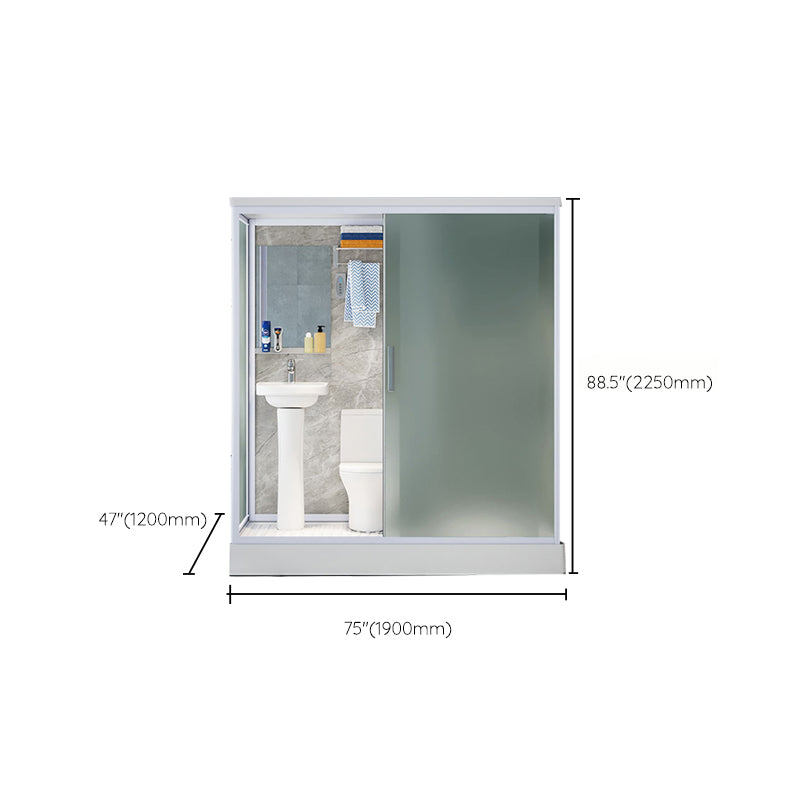 Contemporary Shower Stall Frosted Shower Stall with White Base Clearhalo 'Bathroom Remodel & Bathroom Fixtures' 'Home Improvement' 'home_improvement' 'home_improvement_shower_stalls_enclosures' 'Shower Stalls & Enclosures' 'shower_stalls_enclosures' 'Showers & Bathtubs' 6836598