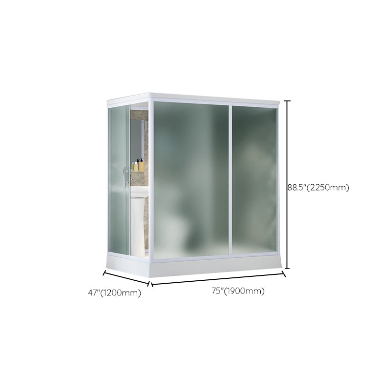Contemporary Shower Stall Frosted Shower Stall with White Base Clearhalo 'Bathroom Remodel & Bathroom Fixtures' 'Home Improvement' 'home_improvement' 'home_improvement_shower_stalls_enclosures' 'Shower Stalls & Enclosures' 'shower_stalls_enclosures' 'Showers & Bathtubs' 6836599