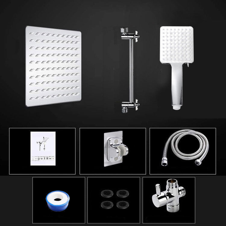 Pull down Dual Shower Head Square High Arch Shower Head Combo in Chrome Clearhalo 'Bathroom Remodel & Bathroom Fixtures' 'Home Improvement' 'home_improvement' 'home_improvement_shower_heads' 'Shower Heads' 'shower_heads' 'Showers & Bathtubs Plumbing' 'Showers & Bathtubs' 6836601
