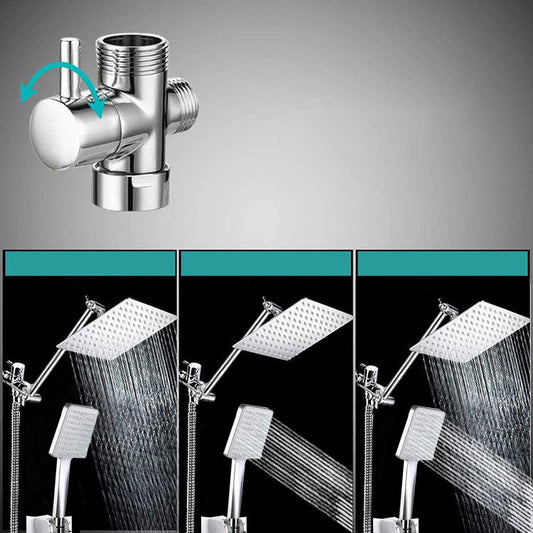 Pull down Dual Shower Head Square High Arch Shower Head Combo in Chrome Clearhalo 'Bathroom Remodel & Bathroom Fixtures' 'Home Improvement' 'home_improvement' 'home_improvement_shower_heads' 'Shower Heads' 'shower_heads' 'Showers & Bathtubs Plumbing' 'Showers & Bathtubs' 6836602