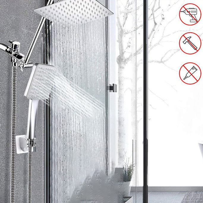Pull down Dual Shower Head Square High Arch Shower Head Combo in Chrome Clearhalo 'Bathroom Remodel & Bathroom Fixtures' 'Home Improvement' 'home_improvement' 'home_improvement_shower_heads' 'Shower Heads' 'shower_heads' 'Showers & Bathtubs Plumbing' 'Showers & Bathtubs' 6836603