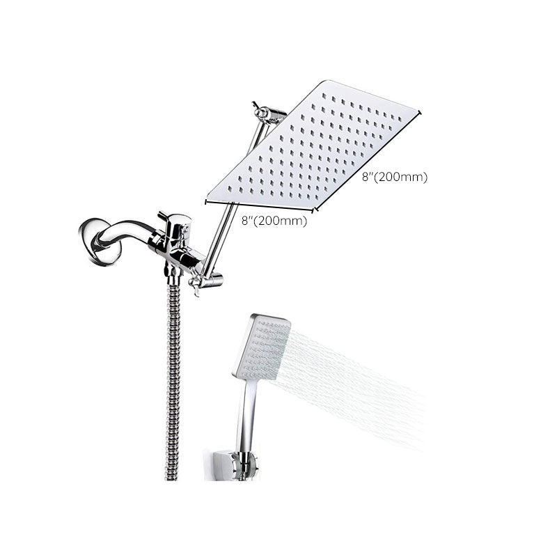 Pull down Dual Shower Head Square High Arch Shower Head Combo in Chrome Clearhalo 'Bathroom Remodel & Bathroom Fixtures' 'Home Improvement' 'home_improvement' 'home_improvement_shower_heads' 'Shower Heads' 'shower_heads' 'Showers & Bathtubs Plumbing' 'Showers & Bathtubs' 6836605