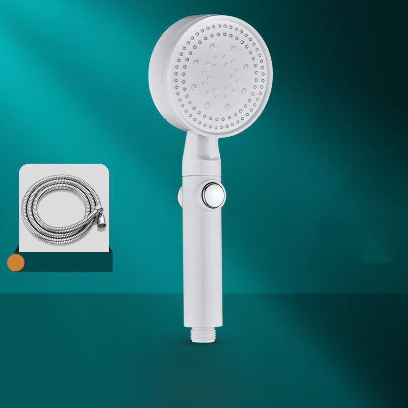 Contemporary Shower Head Combo Handheld Shower Head Plastic Wall-Mount Shower Combo White Shower Head with Hose Clearhalo 'Bathroom Remodel & Bathroom Fixtures' 'Home Improvement' 'home_improvement' 'home_improvement_shower_heads' 'Shower Heads' 'shower_heads' 'Showers & Bathtubs Plumbing' 'Showers & Bathtubs' 6836637
