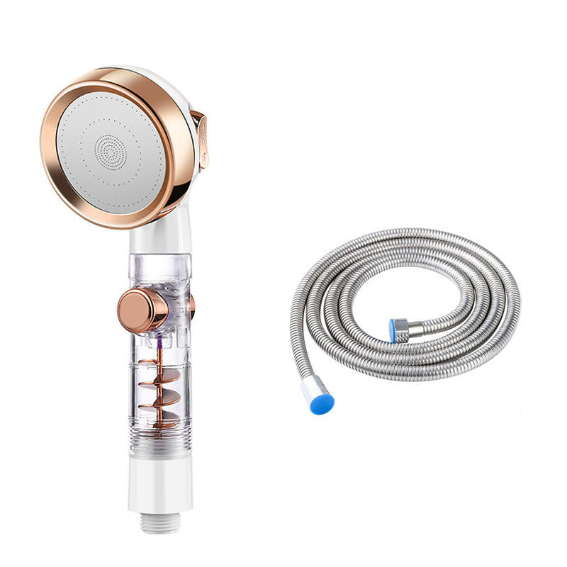 Contemporary Shower Combo Handheld Shower Head Plastic Wall-Mount Shower Head Combo White Gold Shower Head with Hose Clearhalo 'Bathroom Remodel & Bathroom Fixtures' 'Home Improvement' 'home_improvement' 'home_improvement_shower_heads' 'Shower Heads' 'shower_heads' 'Showers & Bathtubs Plumbing' 'Showers & Bathtubs' 6836664