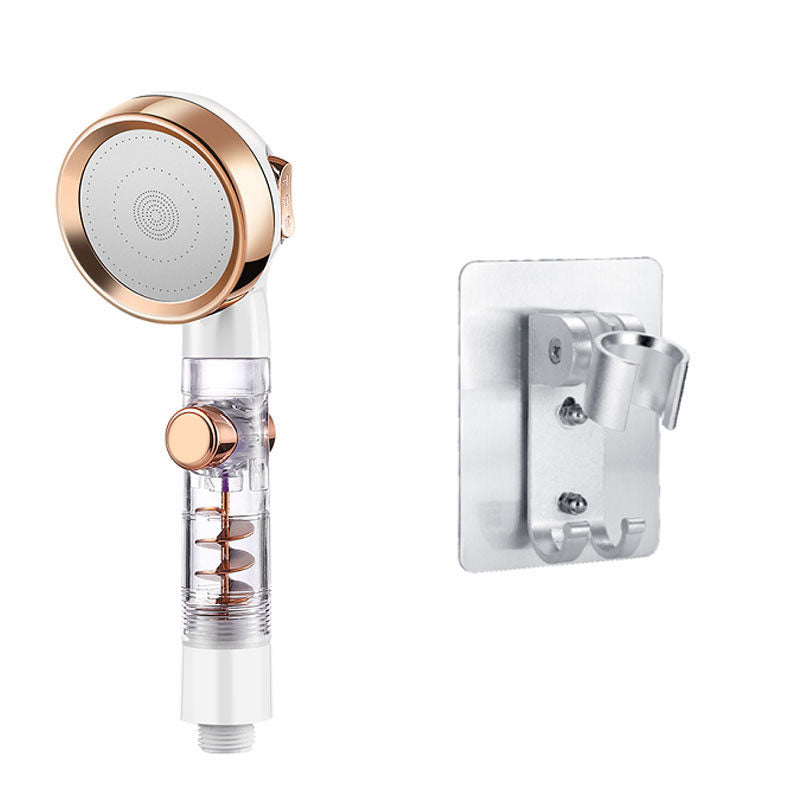 Contemporary Shower Combo Handheld Shower Head Plastic Wall-Mount Shower Head Combo White Gold Shower Head with Wall Pedestal Clearhalo 'Bathroom Remodel & Bathroom Fixtures' 'Home Improvement' 'home_improvement' 'home_improvement_shower_heads' 'Shower Heads' 'shower_heads' 'Showers & Bathtubs Plumbing' 'Showers & Bathtubs' 6836668