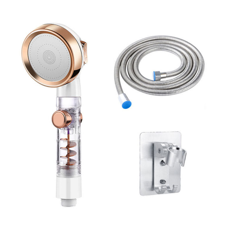 Contemporary Shower Combo Handheld Shower Head Plastic Wall-Mount Shower Head Combo White/ Gold Shower Heads & Hose & Wall pedestal Clearhalo 'Bathroom Remodel & Bathroom Fixtures' 'Home Improvement' 'home_improvement' 'home_improvement_shower_heads' 'Shower Heads' 'shower_heads' 'Showers & Bathtubs Plumbing' 'Showers & Bathtubs' 6836677