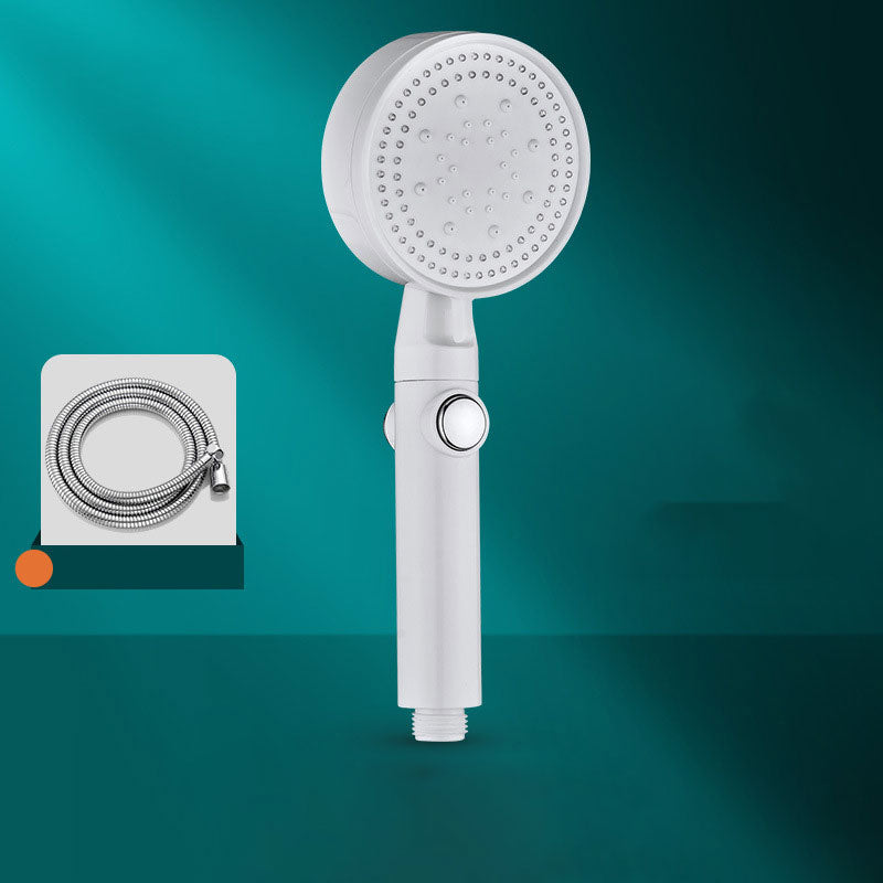 Contemporary Shower Head Combo Handheld Shower Head Plastic Wall-Mount Round Shower Head White Shower Head with Hose Clearhalo 'Bathroom Remodel & Bathroom Fixtures' 'Home Improvement' 'home_improvement' 'home_improvement_shower_heads' 'Shower Heads' 'shower_heads' 'Showers & Bathtubs Plumbing' 'Showers & Bathtubs' 6836721