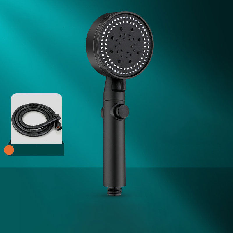 Contemporary Shower Head Combo Handheld Shower Head Plastic Wall-Mount Round Shower Head Black Shower Head with Hose Clearhalo 'Bathroom Remodel & Bathroom Fixtures' 'Home Improvement' 'home_improvement' 'home_improvement_shower_heads' 'Shower Heads' 'shower_heads' 'Showers & Bathtubs Plumbing' 'Showers & Bathtubs' 6836727