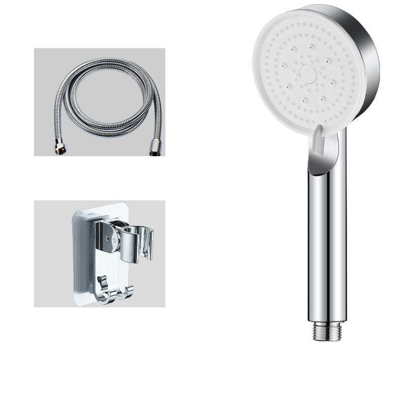 Contemporary Shower Head Combo Handheld Shower Head Plastic Wall-Mount Round Shower Combo Silver Shower Heads & Hose & Wall pedestal Clearhalo 'Bathroom Remodel & Bathroom Fixtures' 'Home Improvement' 'home_improvement' 'home_improvement_shower_heads' 'Shower Heads' 'shower_heads' 'Showers & Bathtubs Plumbing' 'Showers & Bathtubs' 6836775