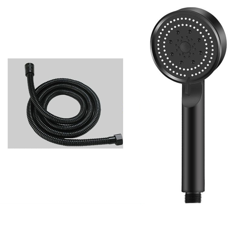 Contemporary Shower Head Combo Handheld Shower Head Plastic Wall-Mount Round Shower Combo Black Shower Head with Hose Clearhalo 'Bathroom Remodel & Bathroom Fixtures' 'Home Improvement' 'home_improvement' 'home_improvement_shower_heads' 'Shower Heads' 'shower_heads' 'Showers & Bathtubs Plumbing' 'Showers & Bathtubs' 6836787