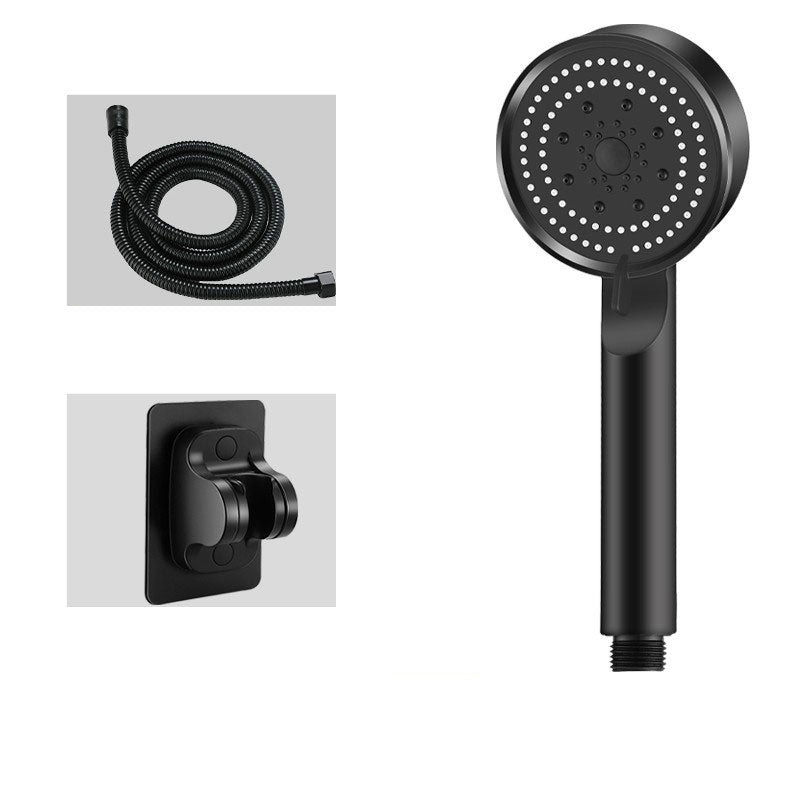 Contemporary Shower Head Combo Handheld Shower Head Plastic Wall-Mount Round Shower Combo Black Shower Heads & Hose & Wall pedestal Clearhalo 'Bathroom Remodel & Bathroom Fixtures' 'Home Improvement' 'home_improvement' 'home_improvement_shower_heads' 'Shower Heads' 'shower_heads' 'Showers & Bathtubs Plumbing' 'Showers & Bathtubs' 6836792