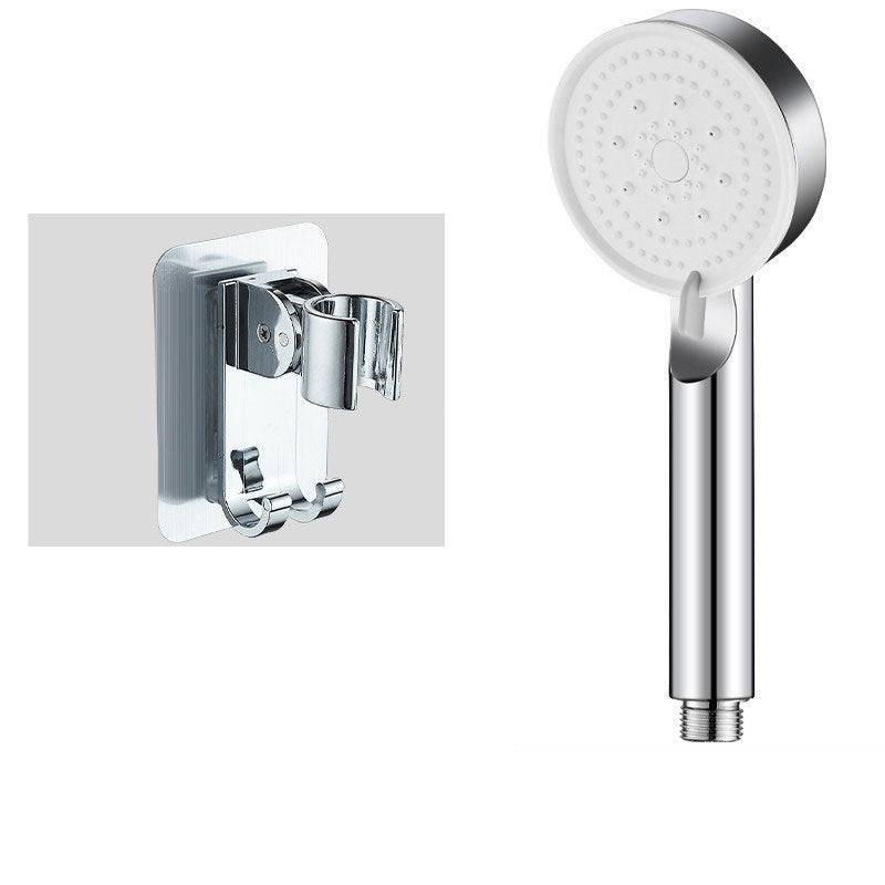 Contemporary Shower Head Combo Handheld Shower Head Plastic Wall-Mount Round Shower Combo Silver Shower Head with Wall Pedestal None Clearhalo 'Bathroom Remodel & Bathroom Fixtures' 'Home Improvement' 'home_improvement' 'home_improvement_shower_heads' 'Shower Heads' 'shower_heads' 'Showers & Bathtubs Plumbing' 'Showers & Bathtubs' 6836794