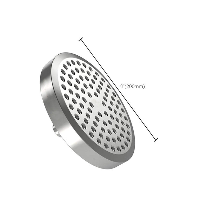 Contemporary Fixed Shower Head Round Metal Spray Head in Silver Clearhalo 'Bathroom Remodel & Bathroom Fixtures' 'Home Improvement' 'home_improvement' 'home_improvement_shower_heads' 'Shower Heads' 'shower_heads' 'Showers & Bathtubs Plumbing' 'Showers & Bathtubs' 6836812
