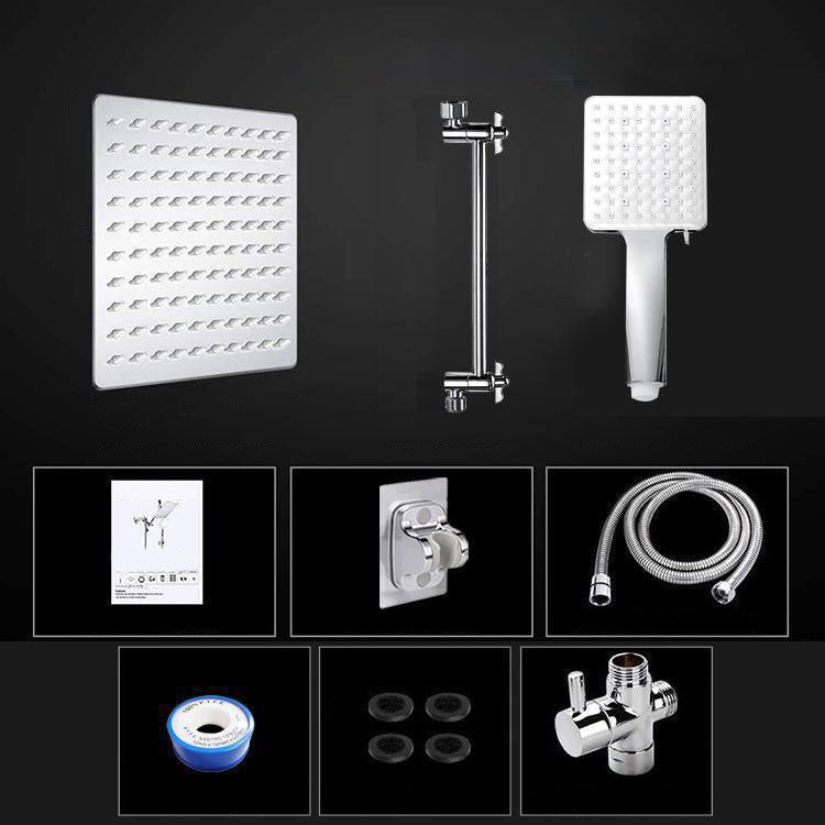 Contemporary Shower Head Combo Polished Stainless Steel Wall-Mount Shower Head Clearhalo 'Bathroom Remodel & Bathroom Fixtures' 'Home Improvement' 'home_improvement' 'home_improvement_shower_heads' 'Shower Heads' 'shower_heads' 'Showers & Bathtubs Plumbing' 'Showers & Bathtubs' 6836815