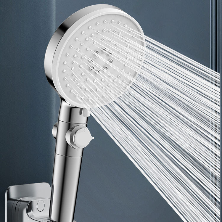 Contemporary Handheld Shower Head Round Shower Head Combo in Silver Clearhalo 'Bathroom Remodel & Bathroom Fixtures' 'Home Improvement' 'home_improvement' 'home_improvement_shower_heads' 'Shower Heads' 'shower_heads' 'Showers & Bathtubs Plumbing' 'Showers & Bathtubs' 6836819