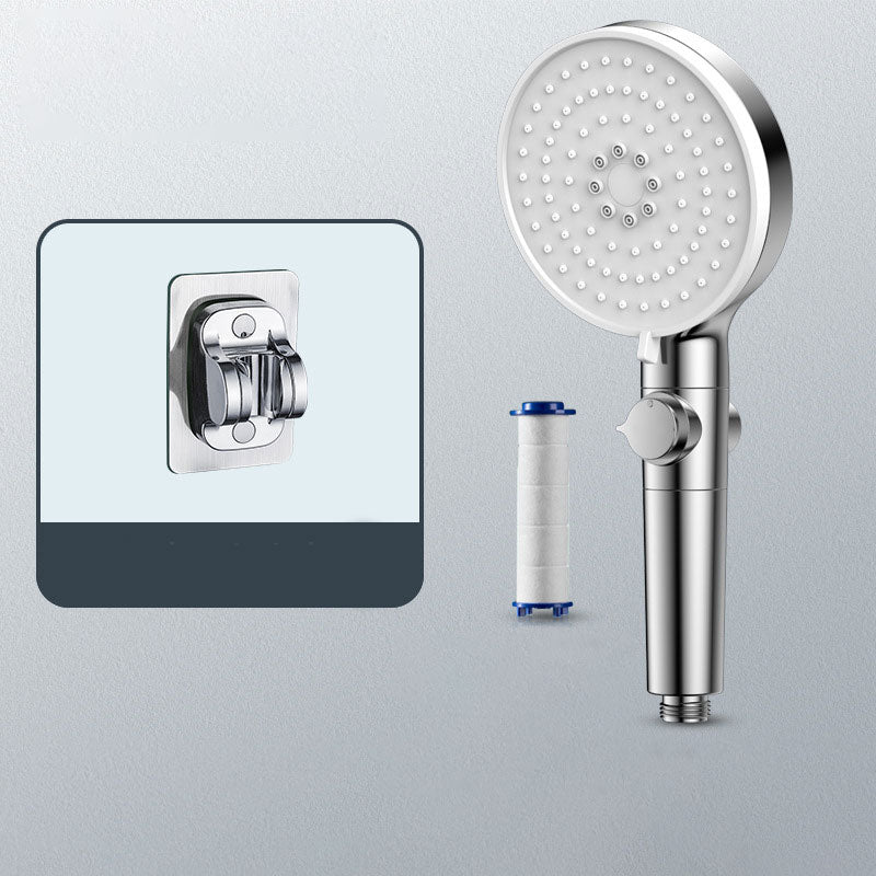 Contemporary Handheld Shower Head Round Shower Head Combo in Silver Hand Shower with Hole-free Bracket None Clearhalo 'Bathroom Remodel & Bathroom Fixtures' 'Home Improvement' 'home_improvement' 'home_improvement_shower_heads' 'Shower Heads' 'shower_heads' 'Showers & Bathtubs Plumbing' 'Showers & Bathtubs' 6836820