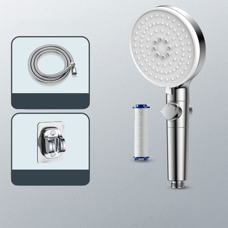 Contemporary Handheld Shower Head Round Shower Head Combo in Silver Shower & Hose & Hole-free Wall Seat Clearhalo 'Bathroom Remodel & Bathroom Fixtures' 'Home Improvement' 'home_improvement' 'home_improvement_shower_heads' 'Shower Heads' 'shower_heads' 'Showers & Bathtubs Plumbing' 'Showers & Bathtubs' 6836823