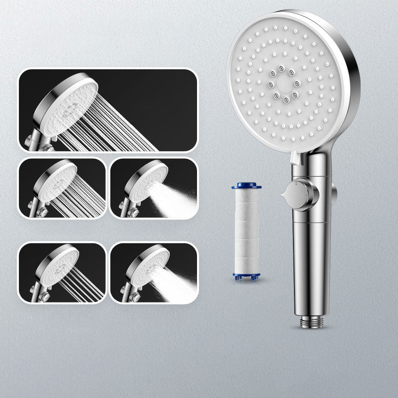 Contemporary Handheld Shower Head Round Shower Head Combo in Silver Hand Shower None Clearhalo 'Bathroom Remodel & Bathroom Fixtures' 'Home Improvement' 'home_improvement' 'home_improvement_shower_heads' 'Shower Heads' 'shower_heads' 'Showers & Bathtubs Plumbing' 'Showers & Bathtubs' 6836825