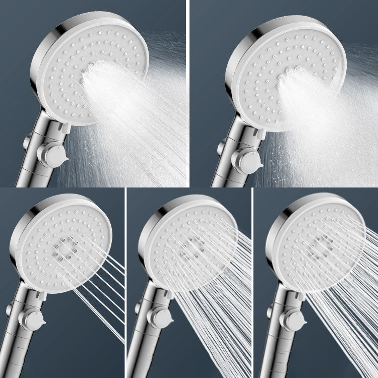 Contemporary Handheld Shower Head Round Shower Head Combo in Silver Clearhalo 'Bathroom Remodel & Bathroom Fixtures' 'Home Improvement' 'home_improvement' 'home_improvement_shower_heads' 'Shower Heads' 'shower_heads' 'Showers & Bathtubs Plumbing' 'Showers & Bathtubs' 6836826