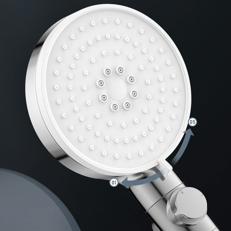 Contemporary Handheld Shower Head Round Shower Head Combo in Silver Clearhalo 'Bathroom Remodel & Bathroom Fixtures' 'Home Improvement' 'home_improvement' 'home_improvement_shower_heads' 'Shower Heads' 'shower_heads' 'Showers & Bathtubs Plumbing' 'Showers & Bathtubs' 6836830