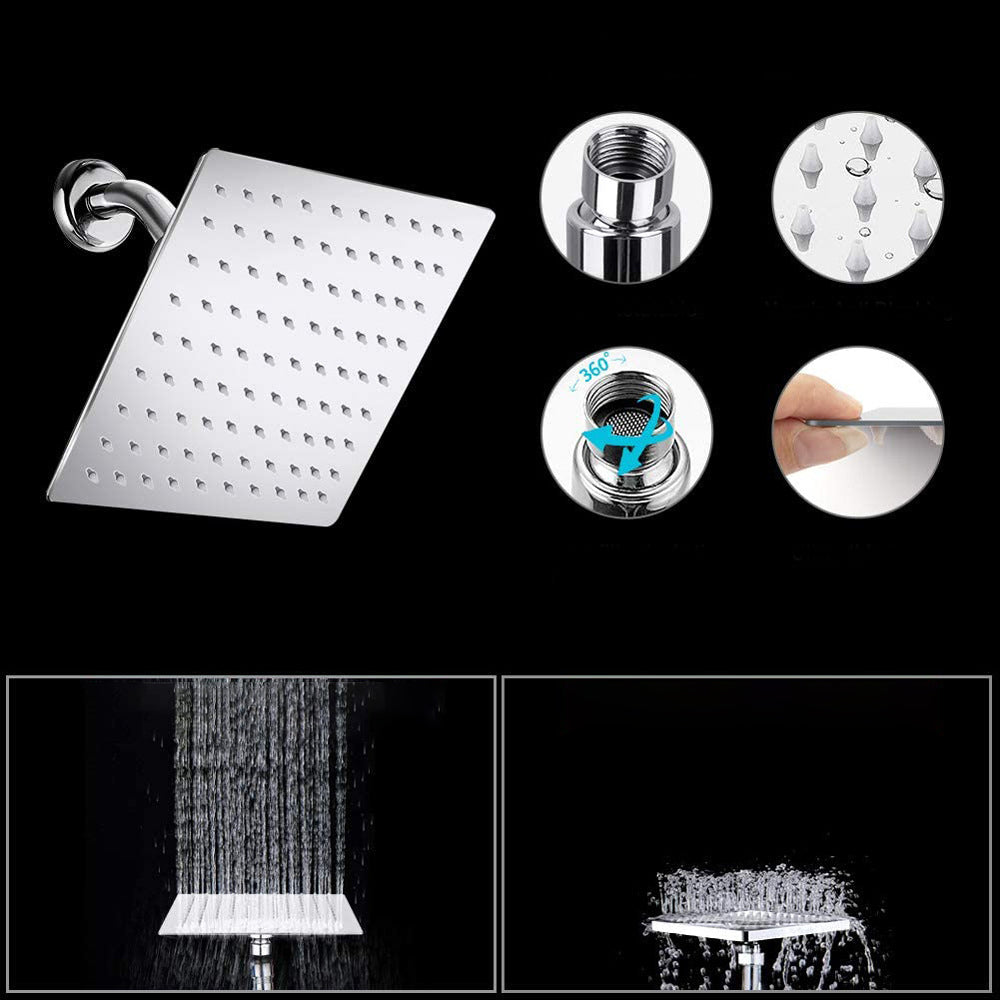 Modern Dual Shower Head Square High Arch Shower Head in Silver Clearhalo 'Bathroom Remodel & Bathroom Fixtures' 'Home Improvement' 'home_improvement' 'home_improvement_shower_heads' 'Shower Heads' 'shower_heads' 'Showers & Bathtubs Plumbing' 'Showers & Bathtubs' 6836841