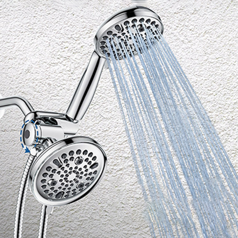 Contemporary Shower Combo Adjustable Shower Head Chrome Ceiling Mounted Round Shower Head Clearhalo 'Bathroom Remodel & Bathroom Fixtures' 'Home Improvement' 'home_improvement' 'home_improvement_shower_heads' 'Shower Heads' 'shower_heads' 'Showers & Bathtubs Plumbing' 'Showers & Bathtubs' 6836864