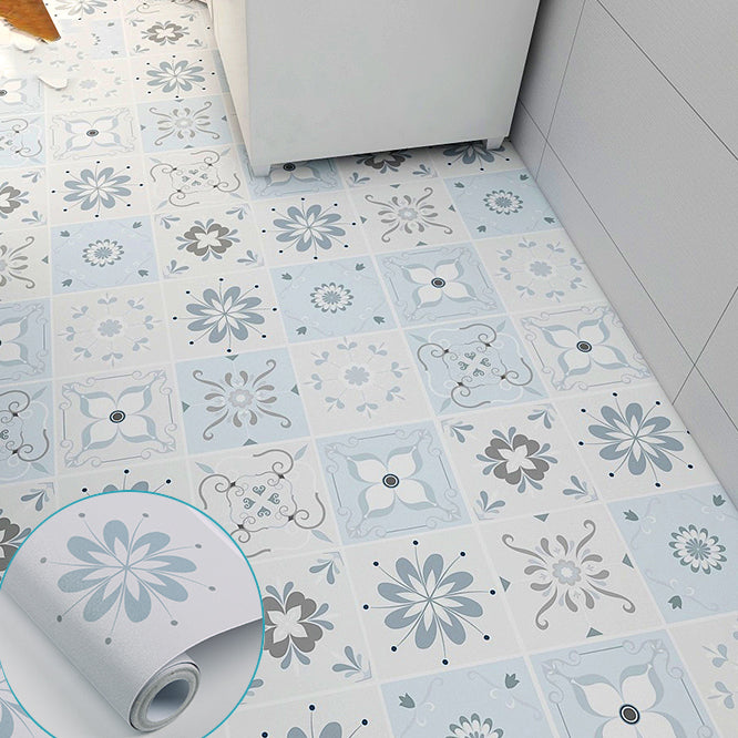 Modern Vinyl Plank Peel and Stick Lattice Print PVC Flooring for Bathroom Light Blue Clearhalo 'Flooring 'Home Improvement' 'home_improvement' 'home_improvement_vinyl_flooring' 'Vinyl Flooring' 'vinyl_flooring' Walls and Ceiling' 6837084
