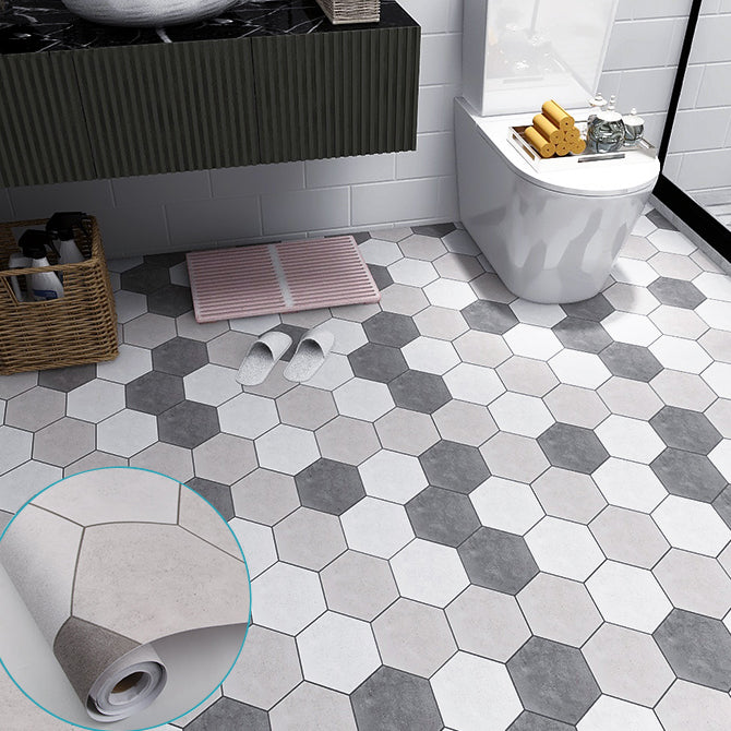 Modern Vinyl Plank Peel and Stick Lattice Print PVC Flooring for Bathroom Gray-White Clearhalo 'Flooring 'Home Improvement' 'home_improvement' 'home_improvement_vinyl_flooring' 'Vinyl Flooring' 'vinyl_flooring' Walls and Ceiling' 6837088