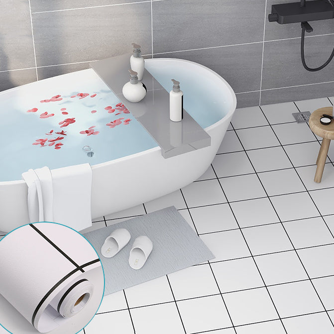 Modern Vinyl Plank Peel and Stick Lattice Print PVC Flooring for Bathroom White Clearhalo 'Flooring 'Home Improvement' 'home_improvement' 'home_improvement_vinyl_flooring' 'Vinyl Flooring' 'vinyl_flooring' Walls and Ceiling' 6837090