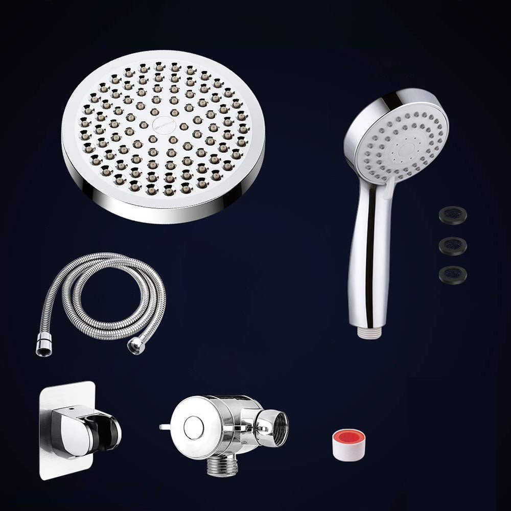 Modern Standard Double Shower Set Round Metal Adjustable Spray Pattern Showerhead Clearhalo 'Bathroom Remodel & Bathroom Fixtures' 'Home Improvement' 'home_improvement' 'home_improvement_shower_heads' 'Shower Heads' 'shower_heads' 'Showers & Bathtubs Plumbing' 'Showers & Bathtubs' 6837384