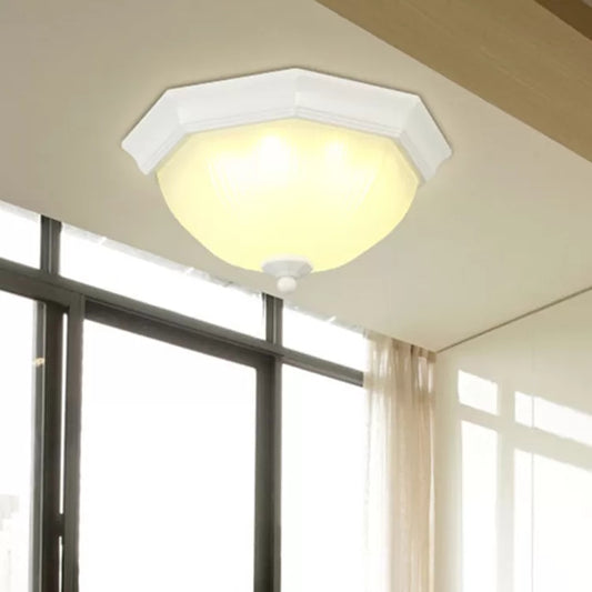 White Bowl Ceiling Mount Light Modern Style Fluted Glass Ceiling Lamp for Porch Clearhalo 'Ceiling Lights' 'Close To Ceiling Lights' 'Close to ceiling' 'Flush mount' Lighting' 68380