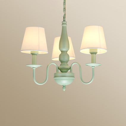 Coolie Shade Adult Bedroom Chandelier Metal Fabric Macaron Loft Hanging Light in Green Clearhalo 'Ceiling Lights' 'Chandeliers' Lighting' options 68409