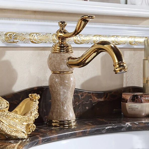 Luxury Vessel Sink Faucet Brass Lever Handles Basin Lavatory Faucet Gold Clearhalo 'Bathroom Remodel & Bathroom Fixtures' 'Bathroom Sink Faucets' 'Bathroom Sinks & Faucet Components' 'bathroom_sink_faucets' 'Home Improvement' 'home_improvement' 'home_improvement_bathroom_sink_faucets' 6841796
