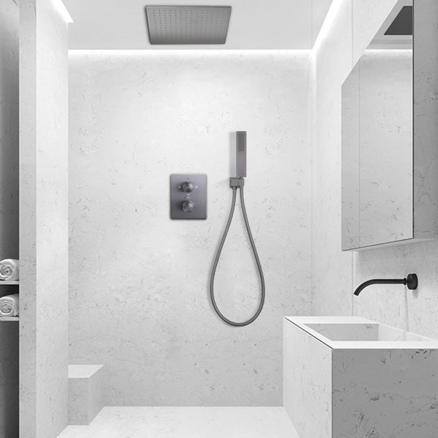 Modern Shower Set Brass Adjustable Shower Head Ceiling Mounted Shower Head Combo Clearhalo 'Bathroom Remodel & Bathroom Fixtures' 'Home Improvement' 'home_improvement' 'home_improvement_shower_faucets' 'Shower Faucets & Systems' 'shower_faucets' 'Showers & Bathtubs Plumbing' 'Showers & Bathtubs' 6841898